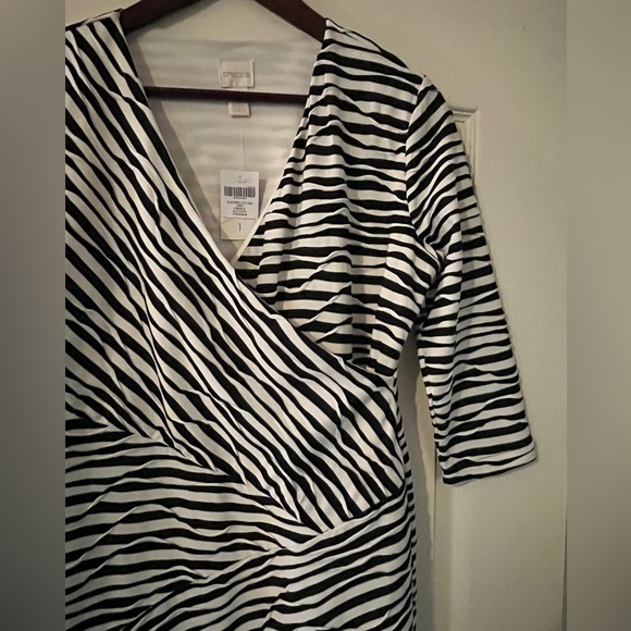 Chico’s Textured Black and White Striped Mid Length Dress Women’s medium - Picture 7 of 16